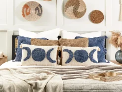 Best Beliani Koristetyyny Puuvilla Beige/Sininen 35 X 55 Cm 2 Kpl Lupinus