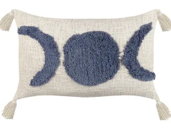 Best Beliani Koristetyyny Puuvilla Beige/Sininen 35 X 55 Cm 2 Kpl Lupinus