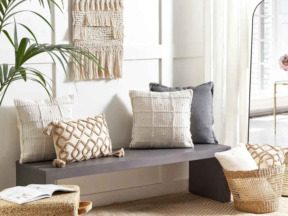 Tekstiilit<Beliani Koristetyyny Puuvilla Beige 45 X 45 Cm Ixora