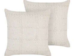 Fashion Beliani Koristetyyny Puuvilla Beige 45 X 45 Cm 2 Kpl Ixora