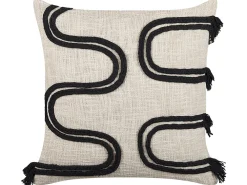 Tekstiilit<Beliani Koristetyyny Puuvilla Beige/Musta 45 X 45 Cm Fuchsia