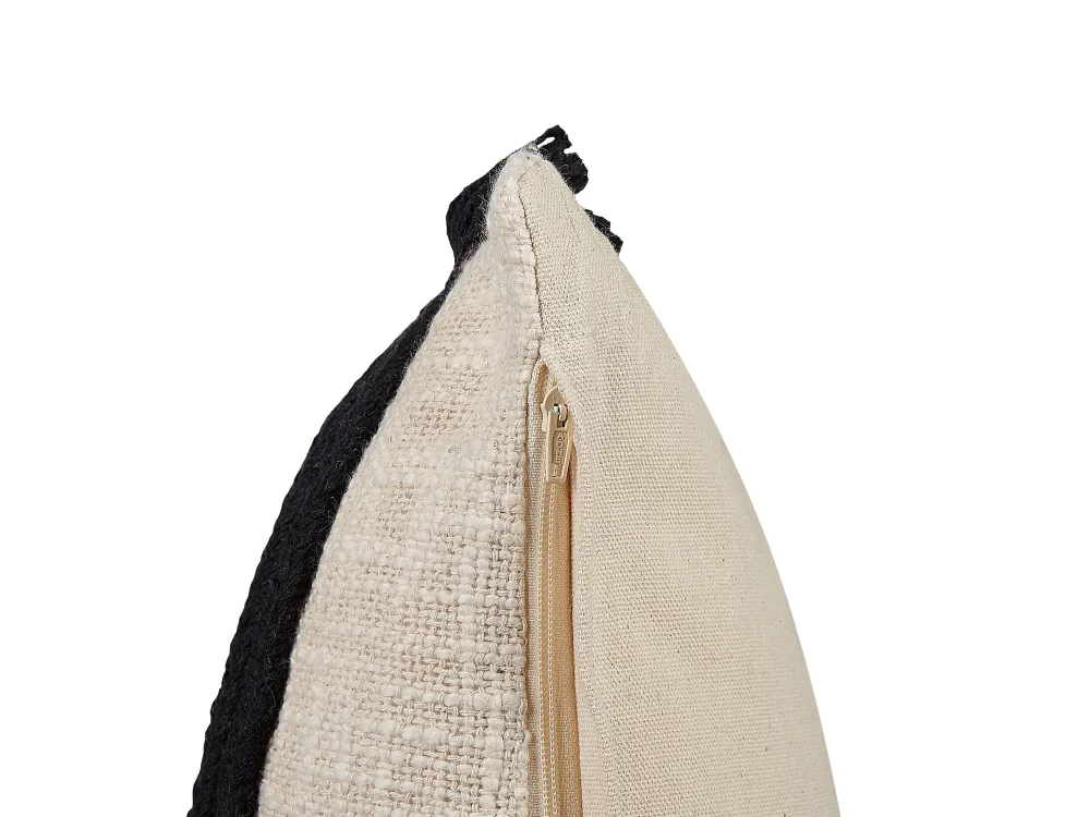 Tekstiilit<Beliani Koristetyyny Puuvilla Beige/Musta 45 X 45 Cm Fuchsia