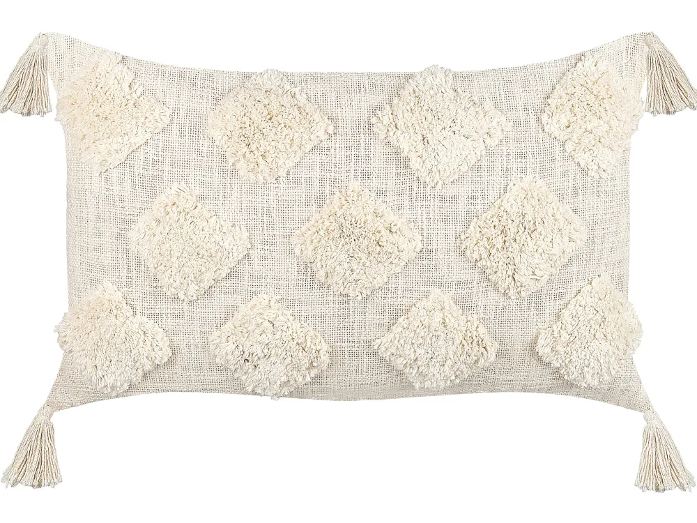 Store Beliani Koristetyyny Puuvilla Beige 35 X 55 Cm Papaver