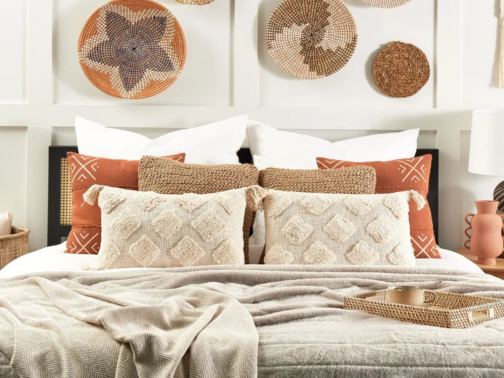 Store Beliani Koristetyyny Puuvilla Beige 35 X 55 Cm Papaver