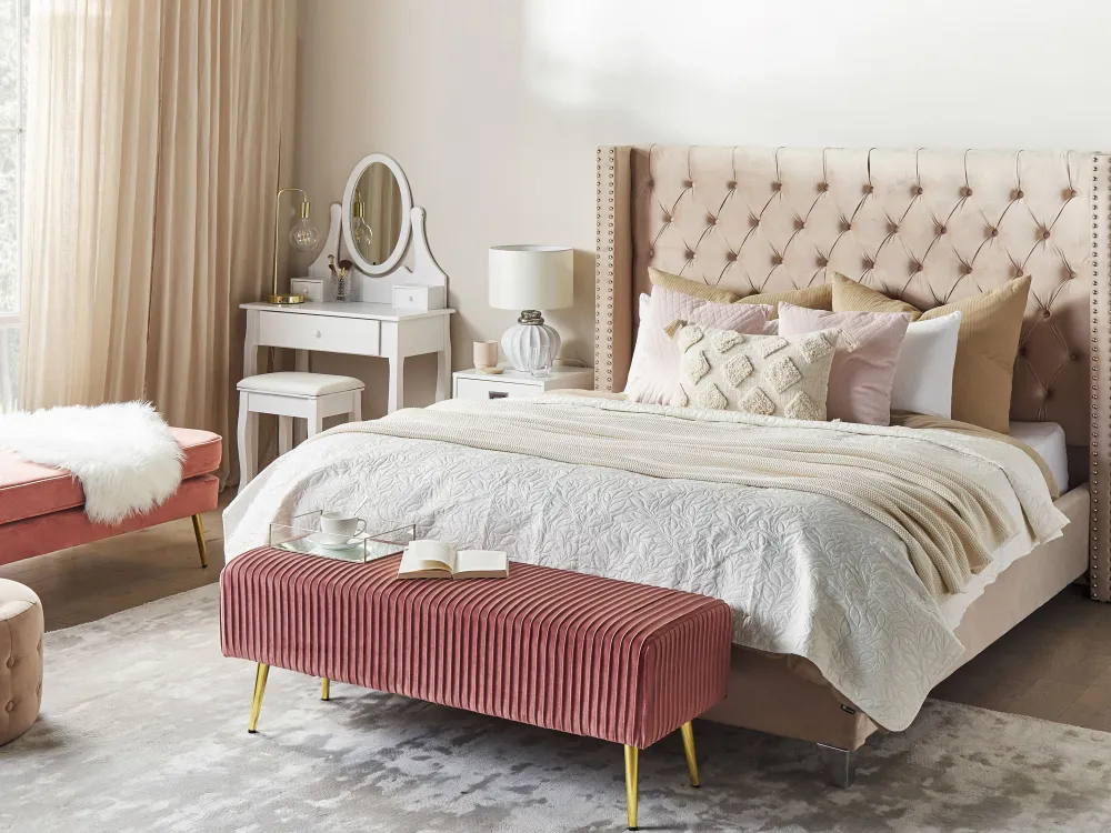 Store Beliani Koristetyyny Puuvilla Beige 35 X 55 Cm Papaver