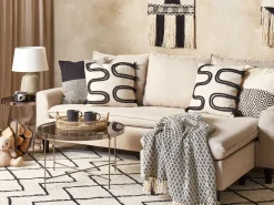 Hot Beliani Koristetyyny Puuvilla Beige/Musta 45 X 45 Cm 2 Kpl Fuchsia