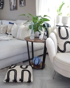 Hot Beliani Koristetyyny Puuvilla Beige/Musta 45 X 45 Cm 2 Kpl Fuchsia