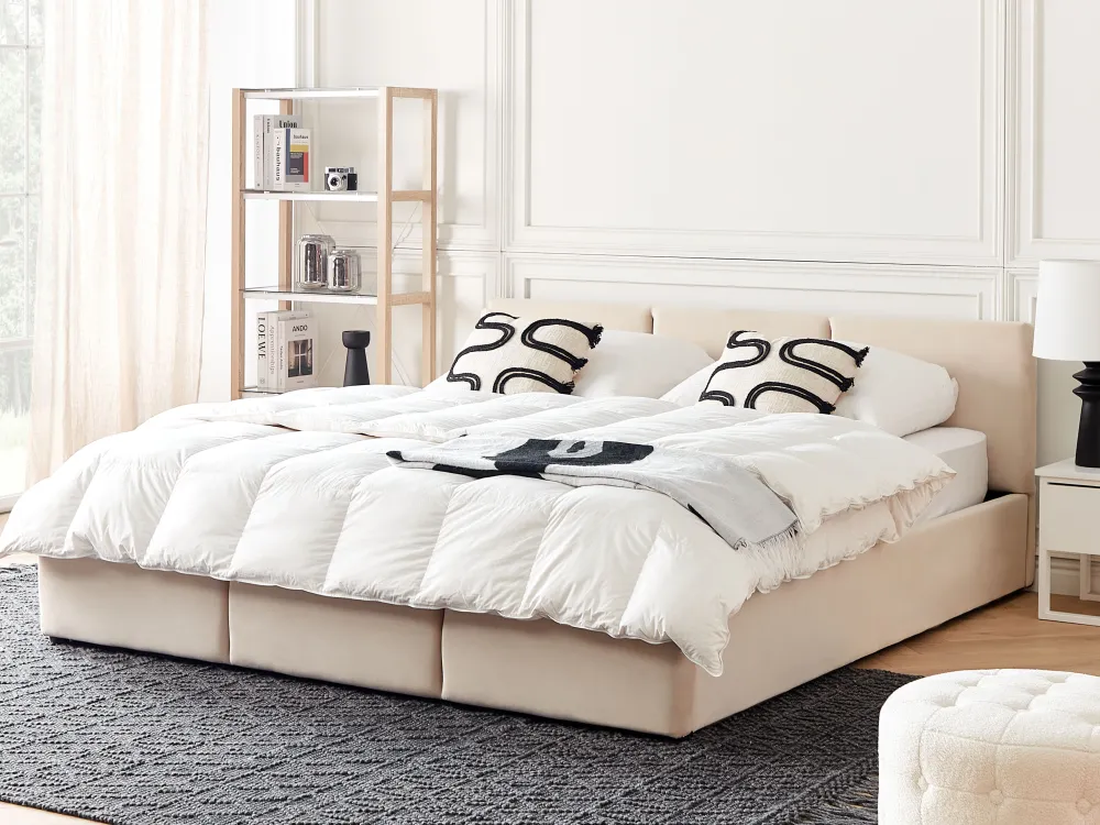 Hot Beliani Koristetyyny Puuvilla Beige/Musta 45 X 45 Cm 2 Kpl Fuchsia