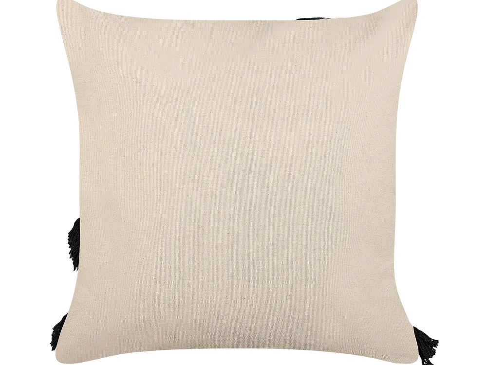 Hot Beliani Koristetyyny Puuvilla Beige/Musta 45 X 45 Cm 2 Kpl Fuchsia