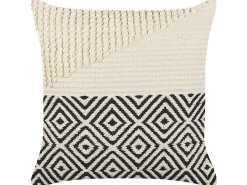 Store Beliani Koristetyyny Puuvilla Beige/Musta 45 X 45 Cm Calanthe