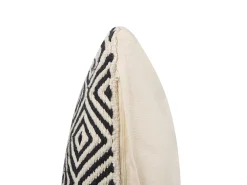 Store Beliani Koristetyyny Puuvilla Beige/Musta 45 X 45 Cm Calanthe