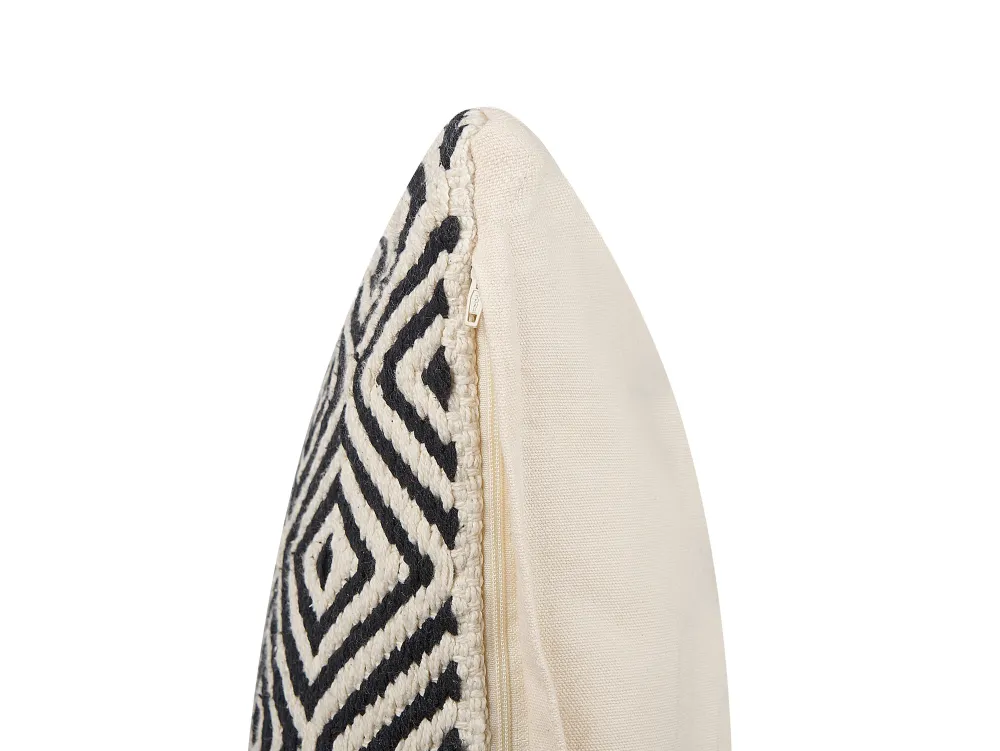 Store Beliani Koristetyyny Puuvilla Beige/Musta 45 X 45 Cm Calanthe