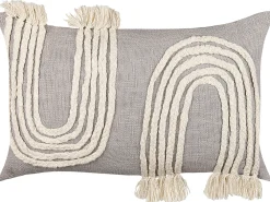 Cheap Beliani Koristetyyny Puuvilla Harmaa/Beige 35 X 35 Cm 2 Kpl Ocimum