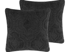 New Beliani Koristetyyny Puuvilla Harmaa Kohokuvioitu 45 X 45 Cm 2 Kpl Paika