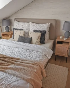 Outlet Beliani Koristetyyny Puuvilla Harmaa Kohokuvioitu 30 X 50 Cm Veloor