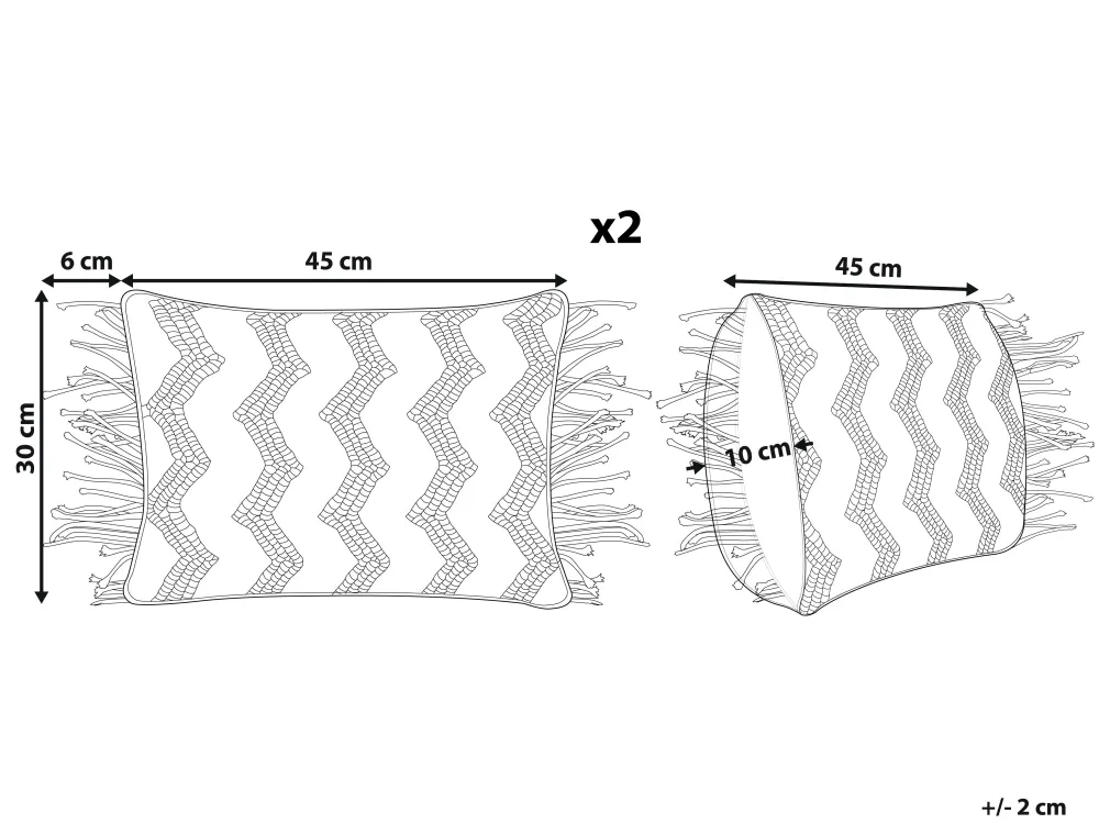 Tekstiilit<Beliani Koristetyyny Puuvilla Harmaa Makramee 30 X 45 Cm 2 Kpl Kirikkale