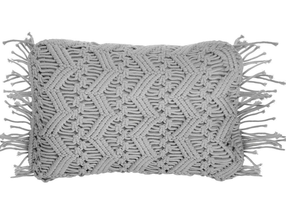 Tekstiilit<Beliani Koristetyyny Puuvilla Harmaa Makramee 30 X 45 Cm 2 Kpl Kirikkale