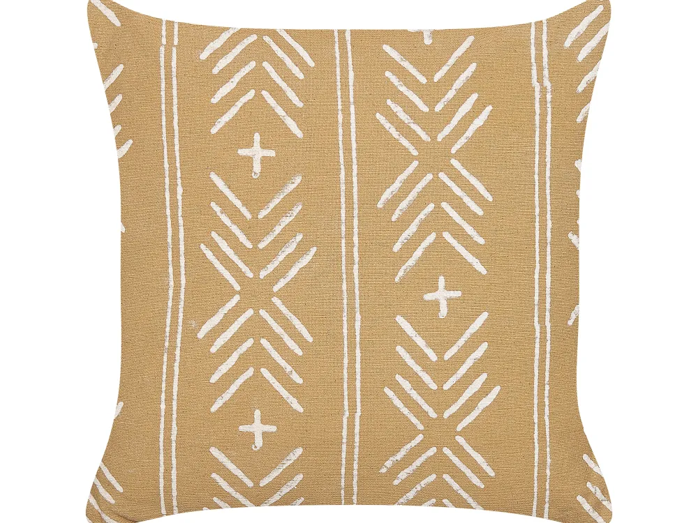 Discount Beliani Koristetyyny Puuvilla Hiekanruskea/Valkoinen 45 X 45 Cm Banyan