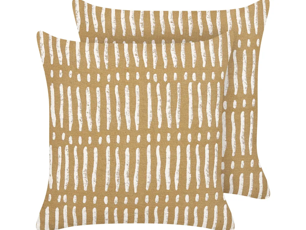 Tekstiilit<Beliani Koristetyyny Puuvilla Hiekanruskea/Valkoinen 45 X 45 Cm 2 Kpl Salix