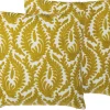 Clearance Beliani Koristetyyny Puuvilla Keltainen Kirjailtu 45 X 45 Cm 2 Kpl Primula