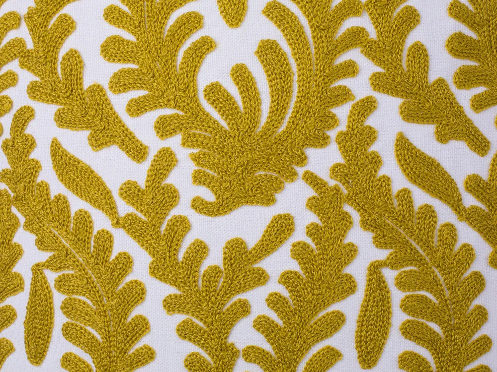 Clearance Beliani Koristetyyny Puuvilla Keltainen Kirjailtu 45 X 45 Cm 2 Kpl Primula