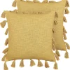 Sale Beliani Koristetyyny Puuvilla Keltainen 45 X 45 Cm 2 Kpl Lynchis