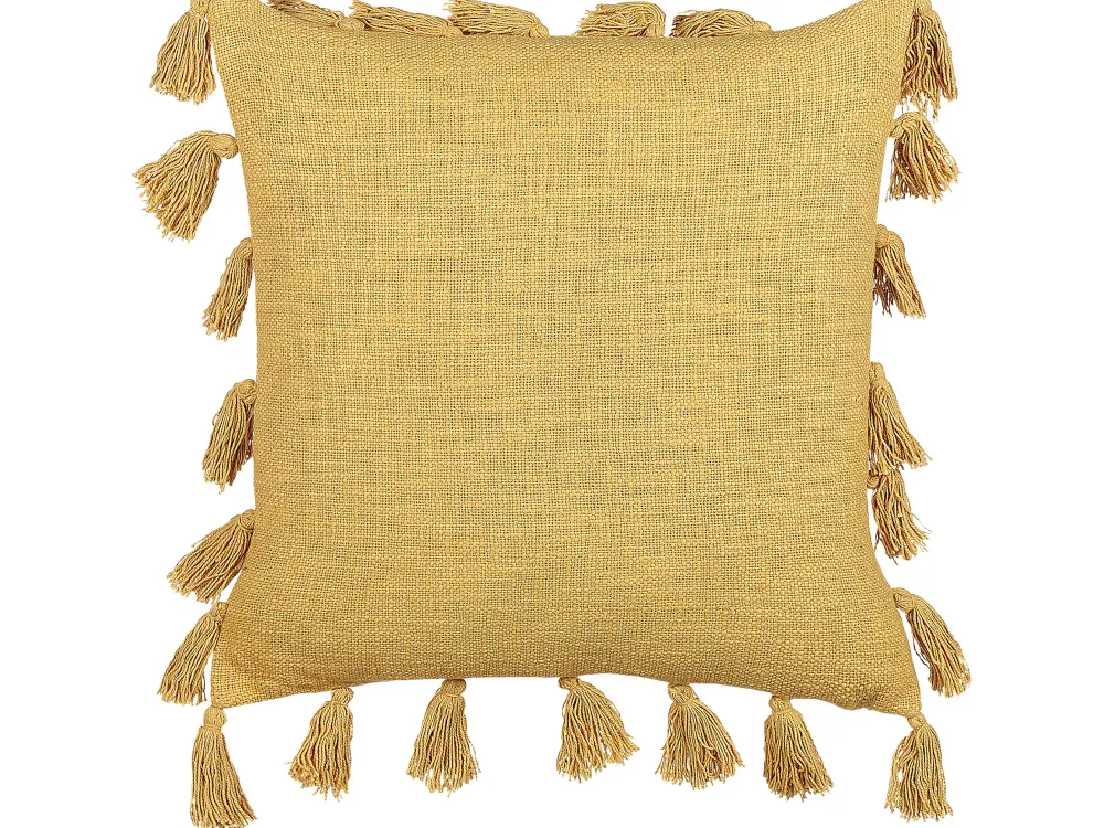 Sale Beliani Koristetyyny Puuvilla Keltainen 45 X 45 Cm 2 Kpl Lynchis
