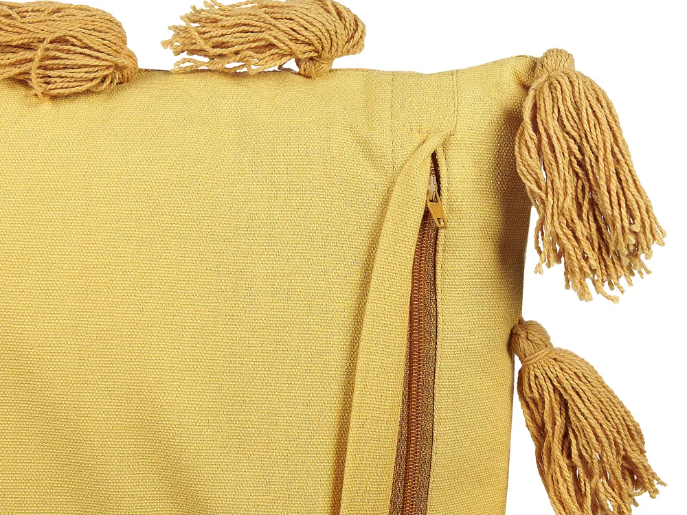 Sale Beliani Koristetyyny Puuvilla Keltainen 45 X 45 Cm 2 Kpl Lynchis