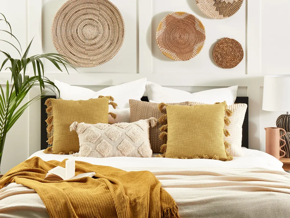 Lastenhuone<Beliani Koristetyyny Puuvilla Keltainen 45 X 45 Cm Lynchis