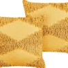 Shop Beliani Koristetyyny Puuvilla Keltainen 45 X 45 Cm 2 Kpl Rhoeo