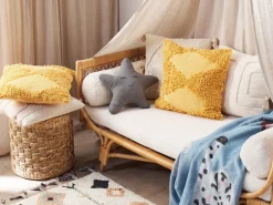 Shop Beliani Koristetyyny Puuvilla Keltainen 45 X 45 Cm 2 Kpl Rhoeo