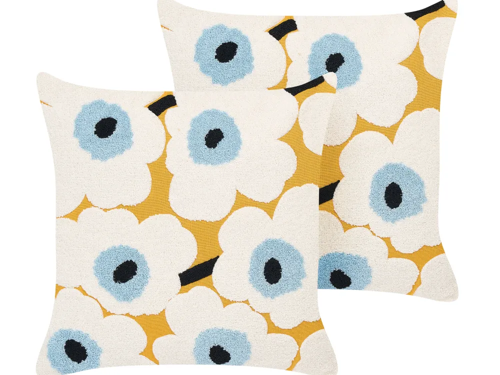 Flash Sale Beliani Koristetyyny Puuvilla Kirjailtu Monivarinen 45 X 45 Cm 2 Kpl Spruce