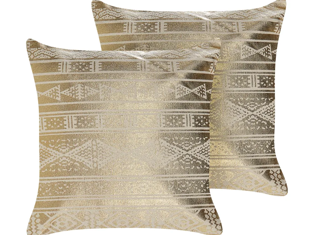 Tekstiilit<Beliani Koristetyyny Puuvilla Kulta Geometrinen Kuvio 50 X 50 Cm 2 Kpl Oujda