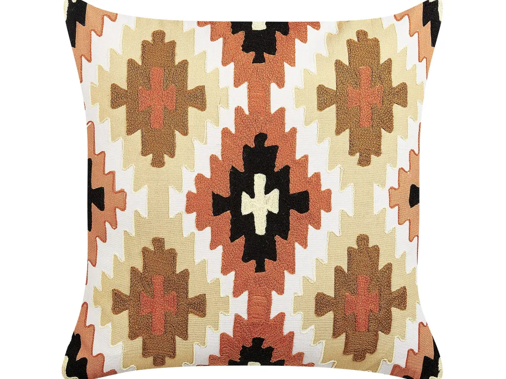 Store Beliani Koristetyyny Puuvilla Monivarinen Kirjailtu 50 X 50 Cm Serampore