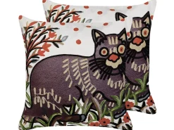 Tekstiilit<Beliani Koristetyyny Puuvilla Monivarinen Kirjailtu 50 X 50 Cm 2 Kpl Phusro