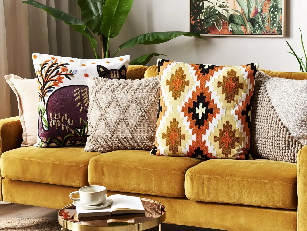 Tekstiilit<Beliani Koristetyyny Puuvilla Monivarinen Kirjailtu 50 X 50 Cm 2 Kpl Phusro