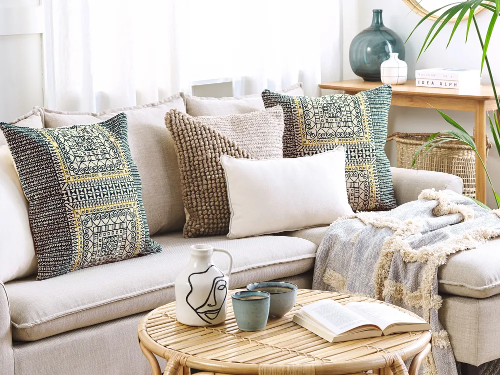 Tekstiilit<Beliani Koristetyyny Puuvilla Monivarinen Geometrinen Kuvio 50 X 50 Cm 2 Kpl Sidi