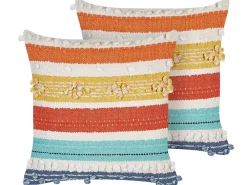 Hot Beliani Koristetyyny Puuvilla Monivarinen 45 X 45 Cm 2 Kpl Dicliptera