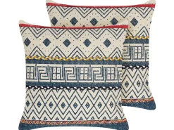 Online Beliani Koristetyyny Puuvilla Monivarinen Geometrinen Kuvio 50 X 50 Cm 2 Kpl Souk