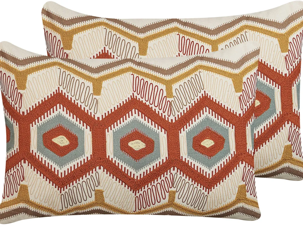 Tekstiilit<Beliani Koristetyyny Puuvilla Monivarinen Kirjailtu 40 X 60 Cm 2 Kpl Majra