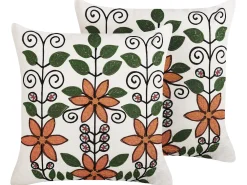 Tekstiilit<Beliani Koristetyyny Puuvilla Monivarinen Kirjailtu 50 X 50 Cm 2 Kpl Vellore