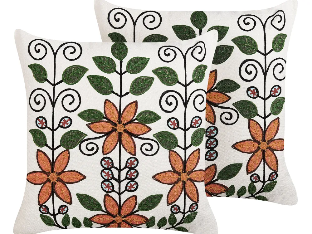 Tekstiilit<Beliani Koristetyyny Puuvilla Monivarinen Kirjailtu 50 X 50 Cm 2 Kpl Vellore