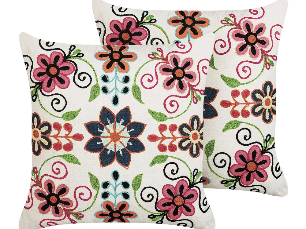 Lastenhuone<Beliani Koristetyyny Puuvilla Monivarinen Kirjailtu 50 X 50 Cm 2 Kpl Bahraich