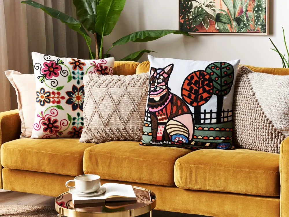 Lastenhuone<Beliani Koristetyyny Puuvilla Monivarinen Kirjailtu 50 X 50 Cm 2 Kpl Bahraich