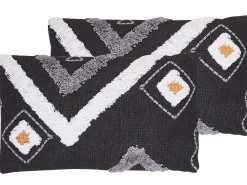 Tekstiilit<Beliani Koristetyyny Puuvilla Musta Tuftattu 30 X 50 Cm 2 Kpl Viburnum