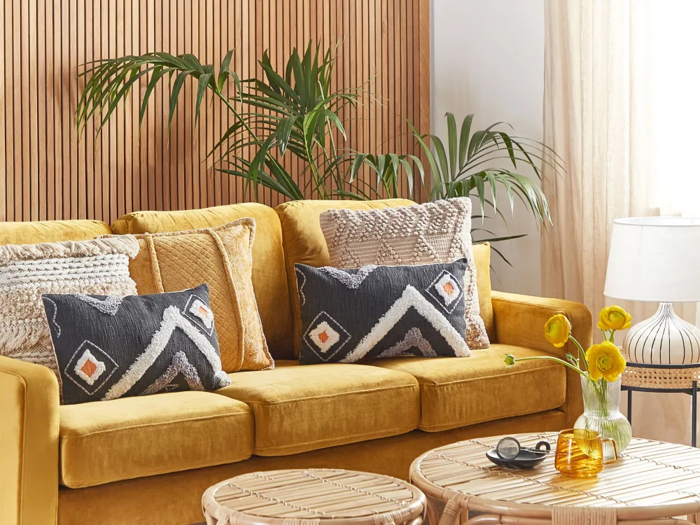 Tekstiilit<Beliani Koristetyyny Puuvilla Musta Tuftattu 30 X 50 Cm 2 Kpl Viburnum