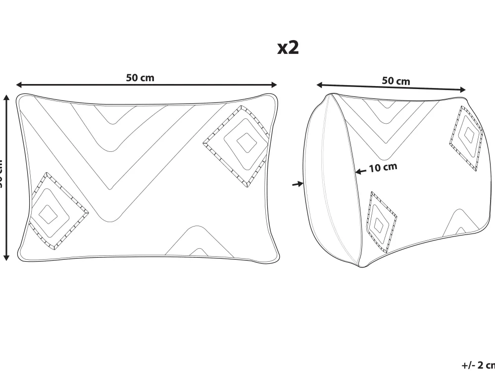 Tekstiilit<Beliani Koristetyyny Puuvilla Musta Tuftattu 30 X 50 Cm 2 Kpl Viburnum