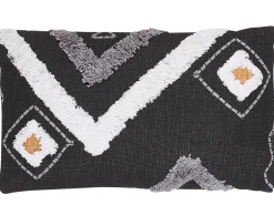 Tekstiilit<Beliani Koristetyyny Puuvilla Musta Tuftattu 30 X 50 Cm Viburnum