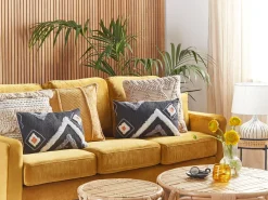 Tekstiilit<Beliani Koristetyyny Puuvilla Musta Tuftattu 30 X 50 Cm Viburnum