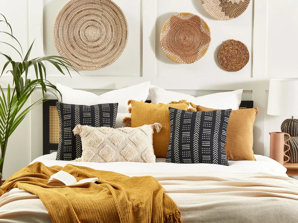 Tekstiilit<Beliani Koristetyyny Puuvilla Musta/Valkoinen 45 X 45 Cm Benzoin